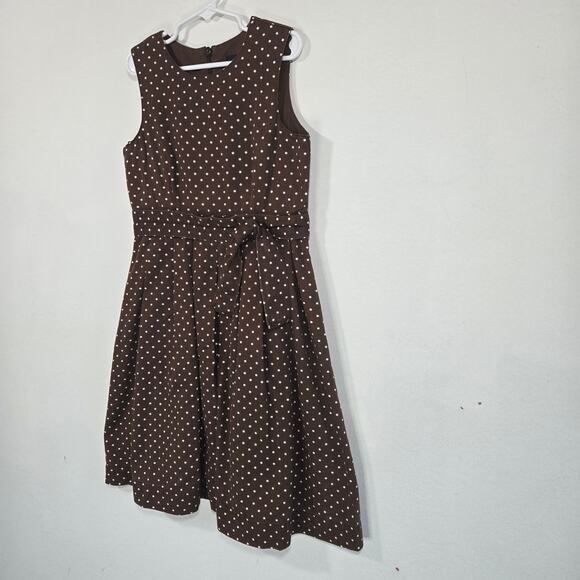 Mini Boden Brown Polka Dot Girls Dress. Size 7-8 - Picture 3 of 10